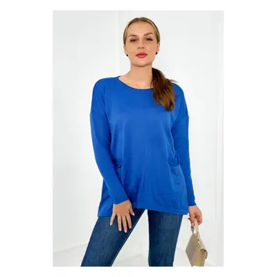 Sweater with front pockets cornflower blue