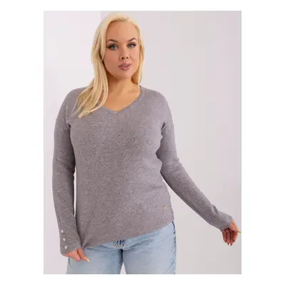 Dark gray casual sweater made of viscose in a larger size