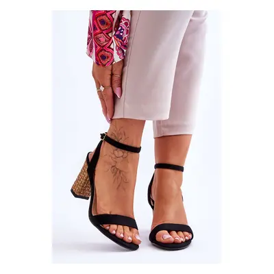 Suede sandals on a braided heel black Selila