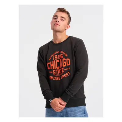 Ombre Men's collegiate print sweatshirt - dark brown