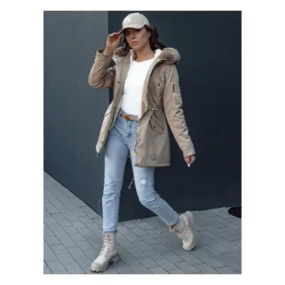 Women's winter parka with fur ERISS beige Dstreet