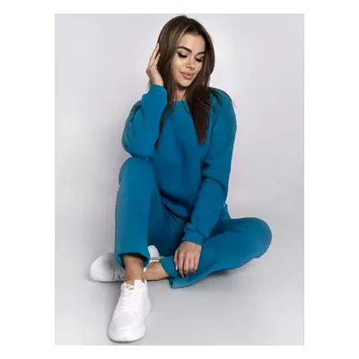 Women's insulated tracksuit, sweatshirt and loose trousers, turquoise