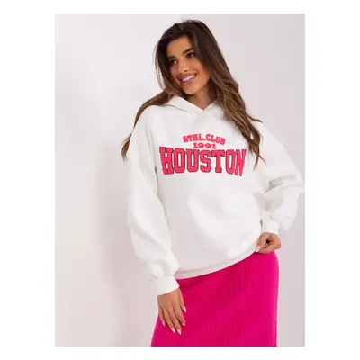 Women's cotton sweatshirt Ecru with hood