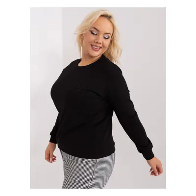 Black women's plus size blouse with long sleeves