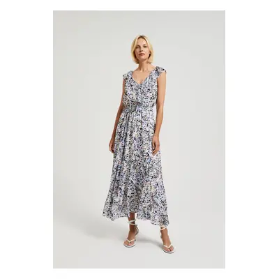 Women's floral dress with ruffles MOODO - blue