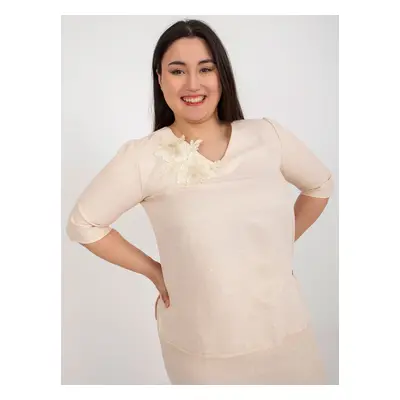 Light peach blouse plus size with lace