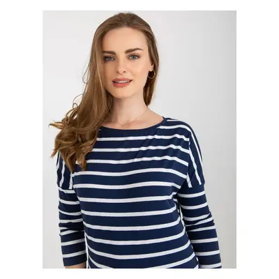 Cotton blouse BASIC FEEL GOOD in navy and white