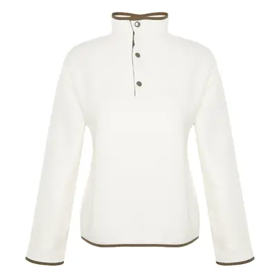 Trendyol Beige High Neck Snap Fastener Regular/Regular Fit With Pocket Color Block Fleece Knitte