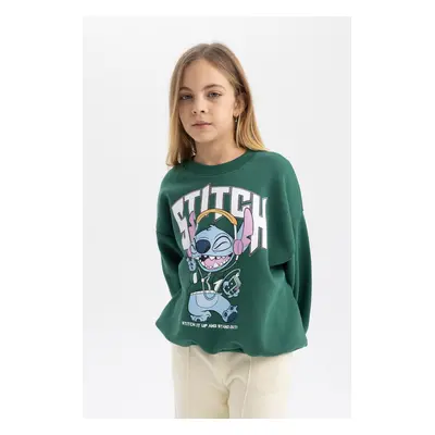 DEFACTO Girl's Disney Lilo & Stitch Oversize Fit Crew Neck Sweatshirt