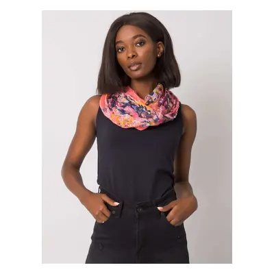 Coral and navy blue scarf with flowers