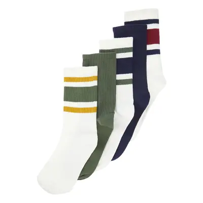 Trendyol Multicolored Pack Cotton Striped College-Tennis-Medium Socks