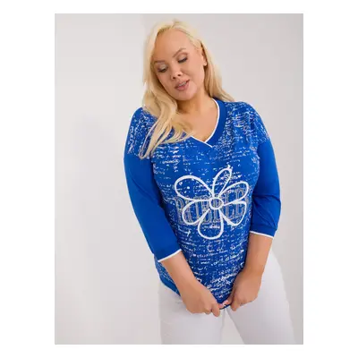 Cobalt blue women's neckline blouse