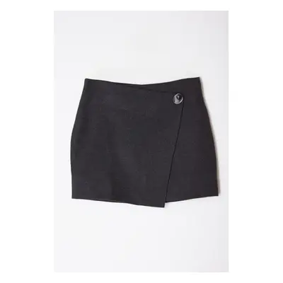 Trendyol Limited Edition Anthracite Buttoned Double Breasted Closure Detailed Mini Woven Skirt