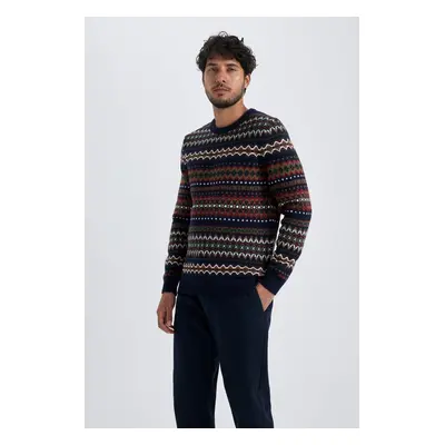 DEFACTO Patterned Crew Neck Knitwear Sweater