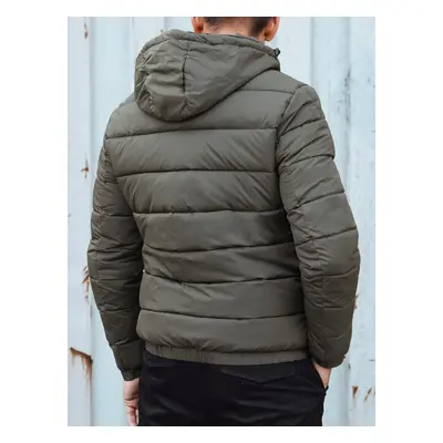 Men's winter quilted jacket with hood green Dstreet