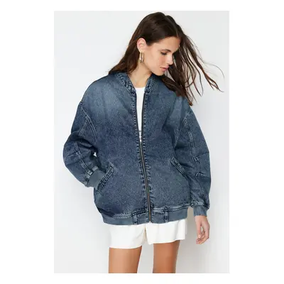 Trendyol Dark Blue Bomber Denim Jacket