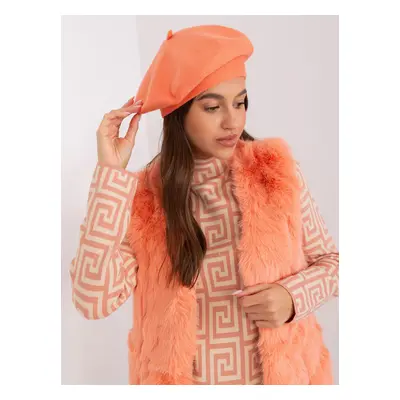 Peach winter beret with cashmere