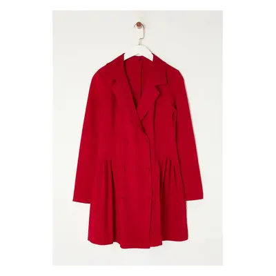 Trendyol Red Pleated Mini Woven Jacket Dress