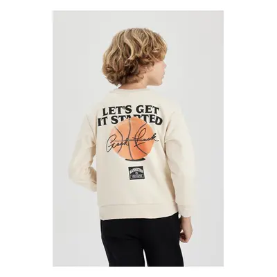 DEFACTO Boy Printed Crew Neck Thick Sweatshirt