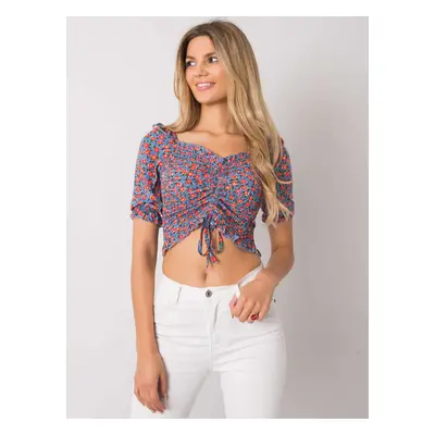 RUE PARIS Blue short blouse with ruffles