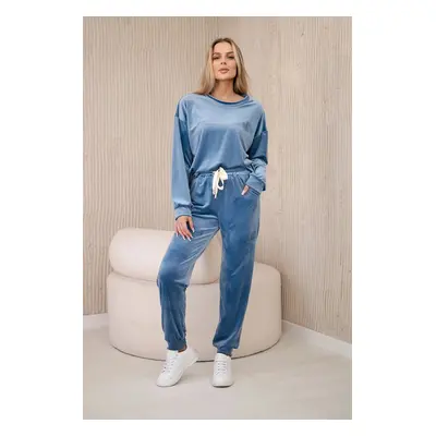 Velour set sweatshirt + denim trousers