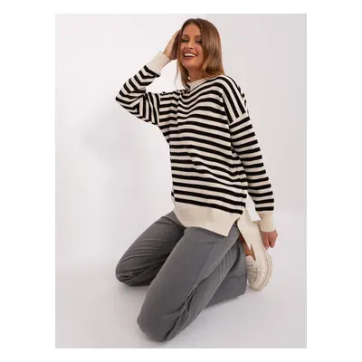 Cream Black Women's Oversize Knitted Sweater