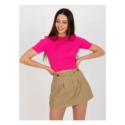 Dark pink women's blouse with short sleeves