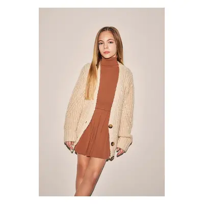 DEFACTO Girl V Neck Knitted Cardigan