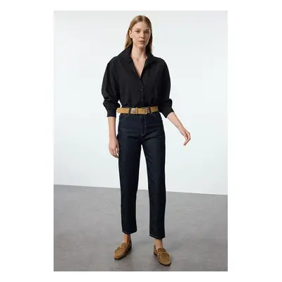 Trendyol Dark Blue High Waist Mom Jeans