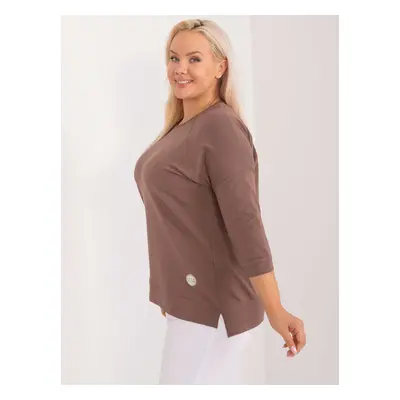 Brown blouse with a round neckline plus size