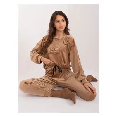 Dark beige velour set with trousers