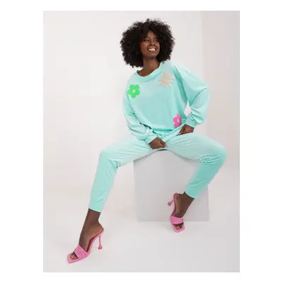 Women's mint velvet set with sweatshirt and trousers