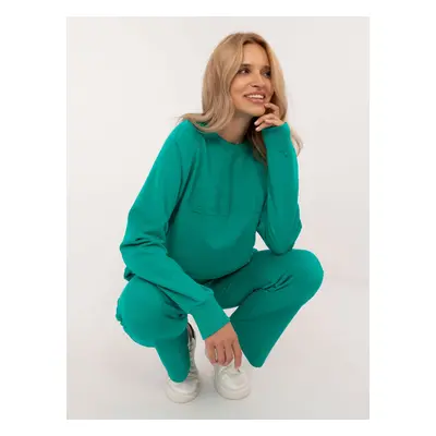 Green women's tracksuit with oversize sweatshirt