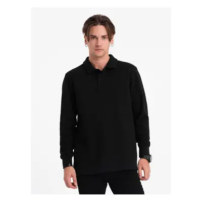 Ombre Men's structured knit polo collar sweatshirt - black