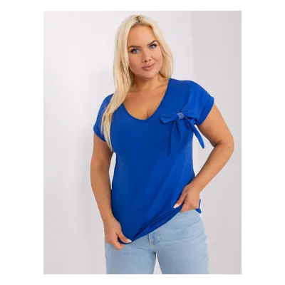 Plus size cobalt blue blouse with cuffs