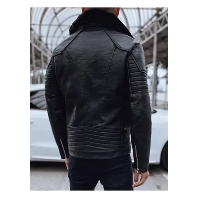 Men's leather jacket black Dstreet