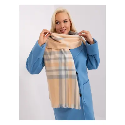 Peachy gray elegant plaid scarf