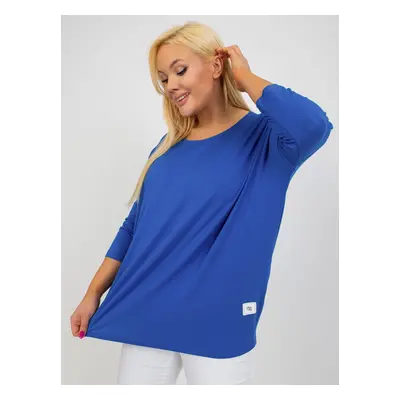 Dark blue basic viscose blouse plus size