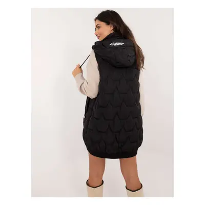 Black quilted women's vest with pockets