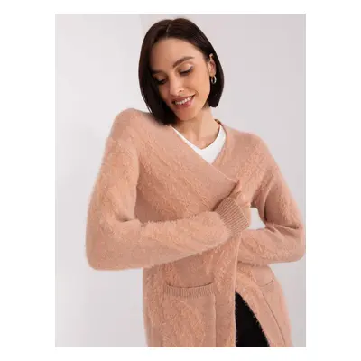 Peach women's cardigan with pockets