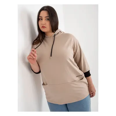 Dark beige sweatshirt in larger size with pockets