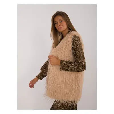 Brown fur vest with fastening