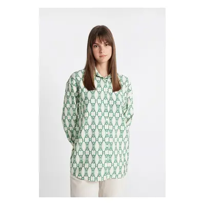 DEFACTO Relax Fit Patterned Long Sleeve Shirt Tunic