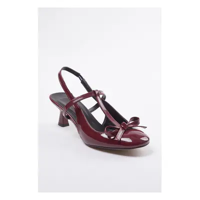 Trendyol Burgundy Bow Women's Thin Heel Shoes