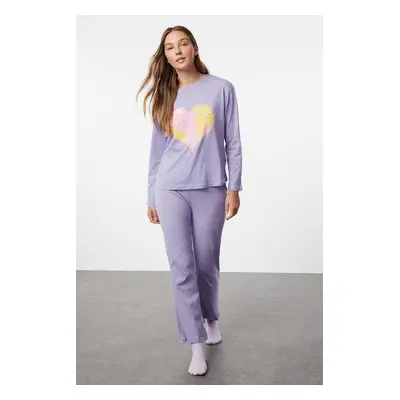 Trendyol Lola Bunny Licensed Purple 100% Cotton Knitted Pajamas Set