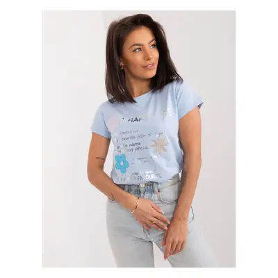 Light blue cotton T-shirt BASIC FEEL GOOD