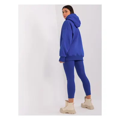 Cobalt blue two-piece casual set with leggings