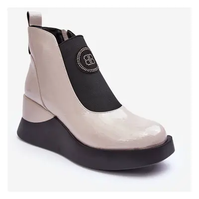 Leather wedge shoes S.Barski Light gray