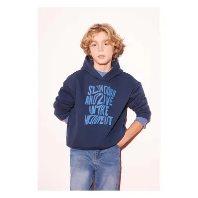 DEFACTO Boys Oversize Fit Hooded Printed Thick Sweatshirt