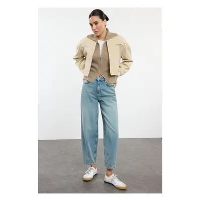 Trendyol Light Blue High Waist Barrel Baggy Jeans